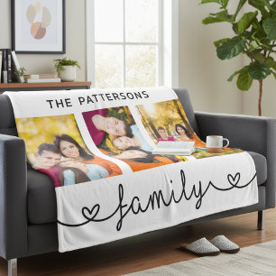 Gepersonaliseerde familiefoto sjabloon script fleece deken
