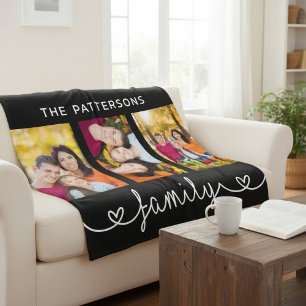 Gepersonaliseerde familiefoto sjabloon script fleece deken