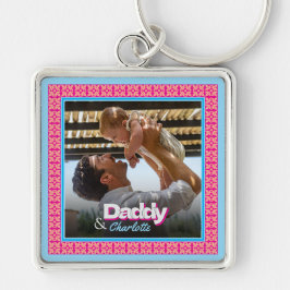 Gepersonaliseerde familiefoto - vader met dochter- sleutelhanger