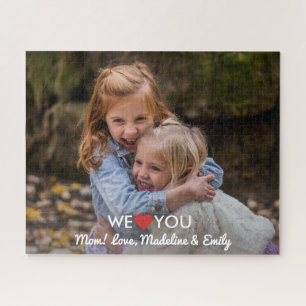 Gepersonaliseerde familiefoto We Love You Mom Legpuzzel
