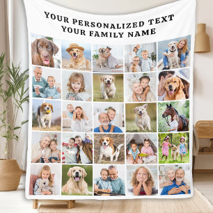 Gepersonaliseerde Familiefotocollage Schattige 25 Fleece Deken