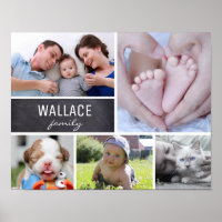 Gepersonaliseerde familienaam, 5 Foto Collage
