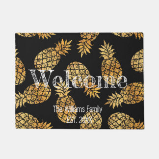 Gepersonaliseerde familienaam Black Gold Ananas Deurmat