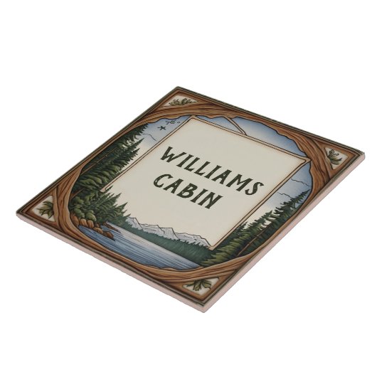 Gepersonaliseerde familienaam Cabine Achternaam Pl Tegeltje (Zijkant)