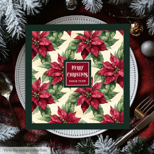 Gepersonaliseerde familienaam Christmas poinsettia Servet