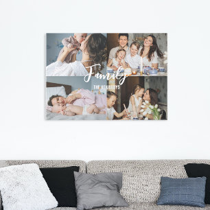 Gepersonaliseerde familienaam Familie 4 Foto Colla Canvas Afdruk