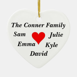 Gepersonaliseerde familienaam keramisch ornament