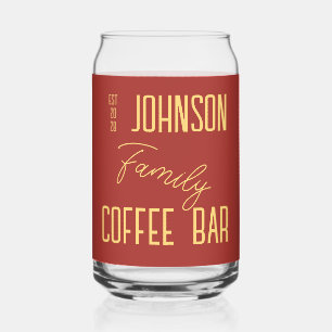 Gepersonaliseerde familienaam Koffie Blikvorm Glas