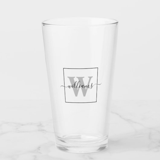 Gepersonaliseerde familienaam Monogram Modern Aang Glas (Voorkant)
