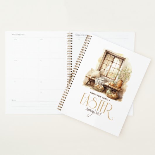 Gepersonaliseerde familienaam Pasen Beige Planner (Display)