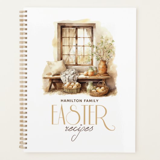 Gepersonaliseerde familienaam Pasen Beige Planner (Voorkant)