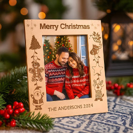 Gepersonaliseerde familienaam Vrolijk Kerstfeest Gegraveerde Lijstjes