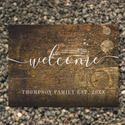Gepersonaliseerde familienaam Wood Rustic Deurmat