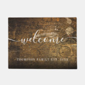Gepersonaliseerde familienaam Wood Rustic Deurmat (Voorkant)