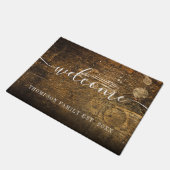 Gepersonaliseerde familienaam Wood Rustic Deurmat (Schuin)