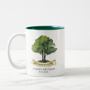 Gepersonaliseerde familiereünie Keepsake naam Tweekleurige Koffiemok