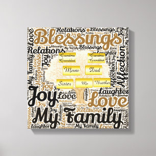 Gepersonaliseerde familiestructuur met namen canvas afdruk