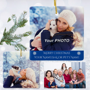 Gepersonaliseerde familieversie met hond, kat of h keramisch ornament