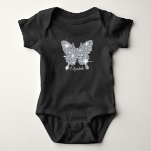 gepersonaliseerde faux diamant sparkle butterfly romper