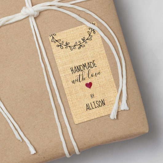 Gepersonaliseerde Faux Fabric Look Handmade Love H Etiket
