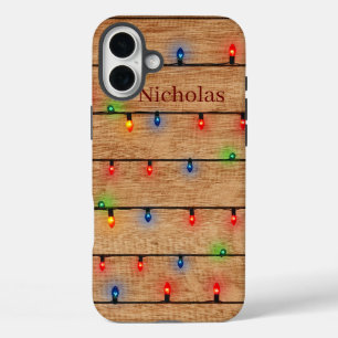 Gepersonaliseerde Faux-hout en -pluis iPhone 16 Plus Hoesje