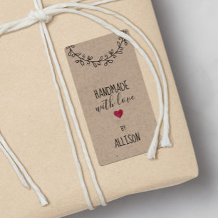 Gepersonaliseerde Faux Kraft Look Handmade Love He Etiket