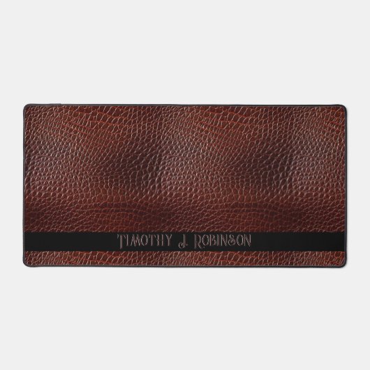 Gepersonaliseerde Faux Leather Brown reliëf Bureaumat (Voorkant)