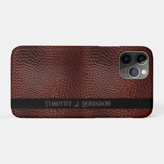 Gepersonaliseerde Faux Leather Brown reliëf Case-Mate iPhone Case (Achterkant (horizontaal))