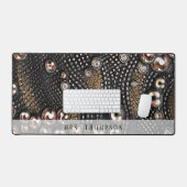 Gepersonaliseerde Faux Lederen Rhinestone Bureaumat (Keyboard & Muis)
