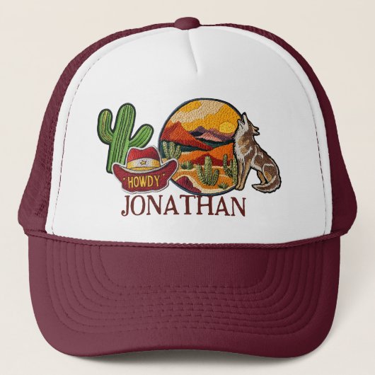 Gepersonaliseerde Faux Patches Howdy Western Cowbo Trucker Pet (Voorkant)