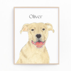 Gepersonaliseerde Fawn Tan Pitbull Staffy Dog Art Foto Afdruk