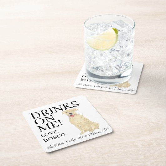 Gepersonaliseerde Fawn Tan Pitbull Staffy Hond bru Vierkante Kartonnen Onderzetter (Insitu)