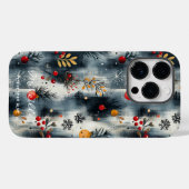 Gepersonaliseerde feestelijke bessen en sneeuwvlok Case-Mate iPhone case (Achterkant (horizontaal))