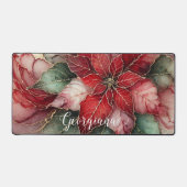 Gepersonaliseerde feestelijke bloemige alcohol ink bureaumat (Voorkant)