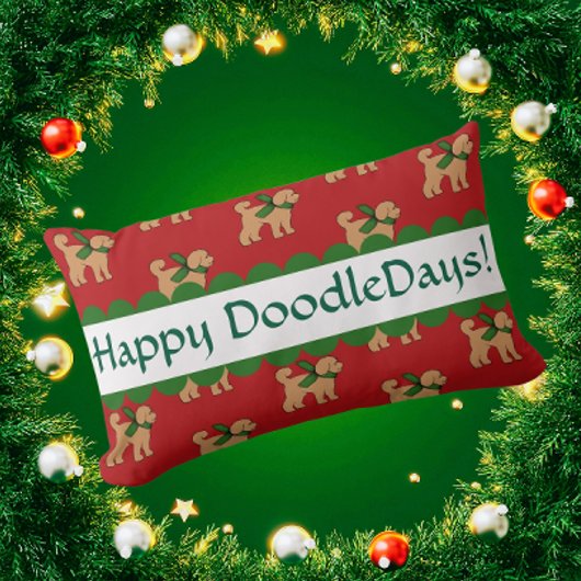 Gepersonaliseerde feestelijke Doodle Dog Red Kussen