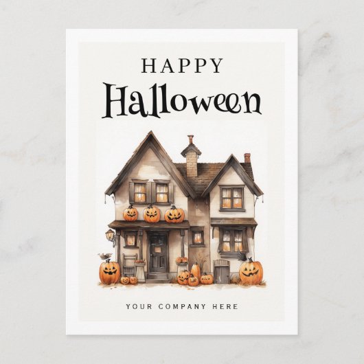 Gepersonaliseerde feestelijke Halloween huis onroe Feestdagenkaart (Voorkant)