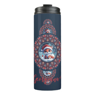 Gepersonaliseerde feestelijke Kawaii Fox siermanda Thermosbeker