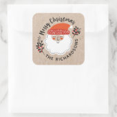 Gepersonaliseerde feestelijke Kerstman Vierkante Sticker (Tas)