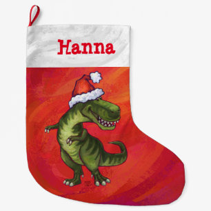 Gepersonaliseerde feestelijke Tyrannosaurus Kerstm Grote Kerstsok