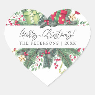 Gepersonaliseerde feestelijke vrolijke kerst decor hart sticker
