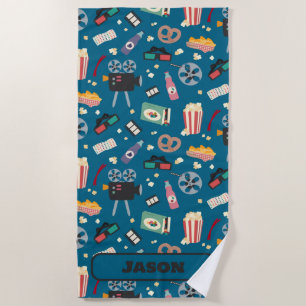 Gepersonaliseerde film Nachtfilm Popcorn Pattern Strandlaken