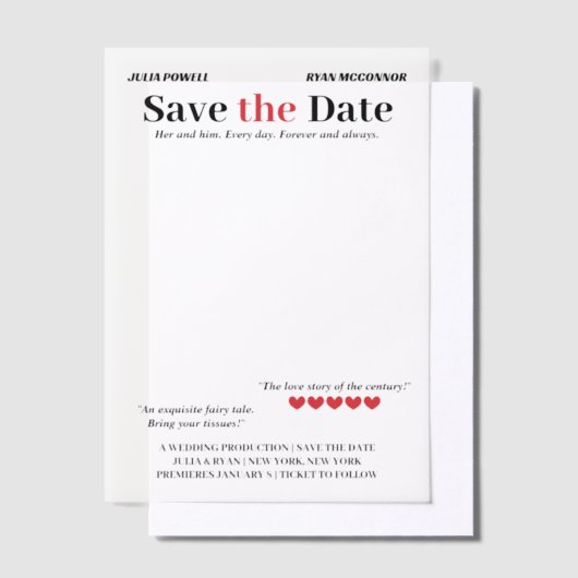 Gepersonaliseerde film Poster Bewaar de datum Over Vellum Uitnodigingen (Offset)