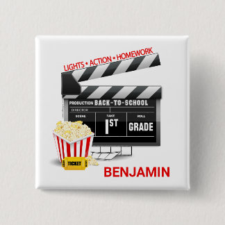 Gepersonaliseerde filmthema Eerste 1e graad Vierkante Button 5,1 Cm