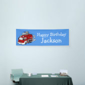 Gepersonaliseerde Fire Truck Boy's Verjaardagsbann Spandoek (Beurs)