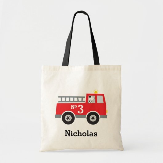 Gepersonaliseerde Fire Truck Halloween Treat Bag Tote Bag (Voorkant)