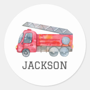 Gepersonaliseerde Firetruck verjaardagsfeestje Ronde Sticker