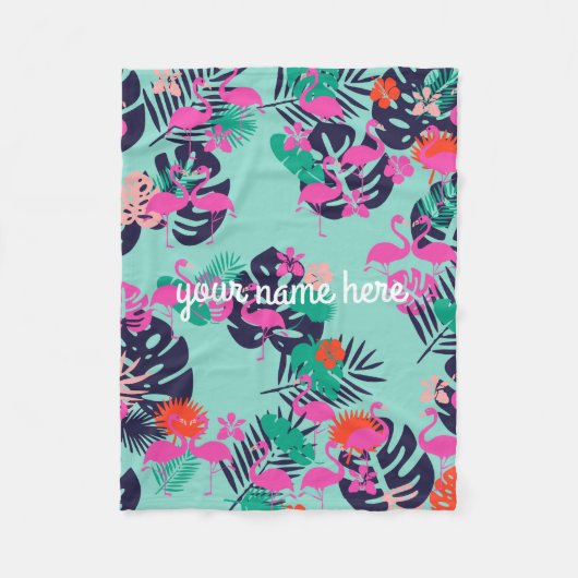 Gepersonaliseerde Flamingo Blanket Fleece Deken (Voorkant)