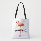 Gepersonaliseerde Flamingo Canvas tas voor vrouwen (Voorkant)