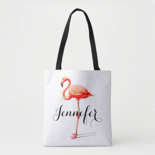 Gepersonaliseerde Flamingo Canvas tas voor vrouwen (Voorkant)