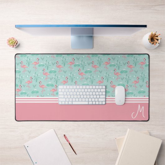Gepersonaliseerde Flamingo Gift Monogram Bureaumat (Kantoor 1)